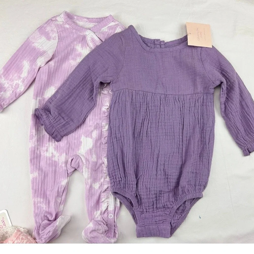 Baby Girl 3pc Outfit Lot 6 9 Mos Little Lass Grayson Mini Weeplay Sleeper Purple